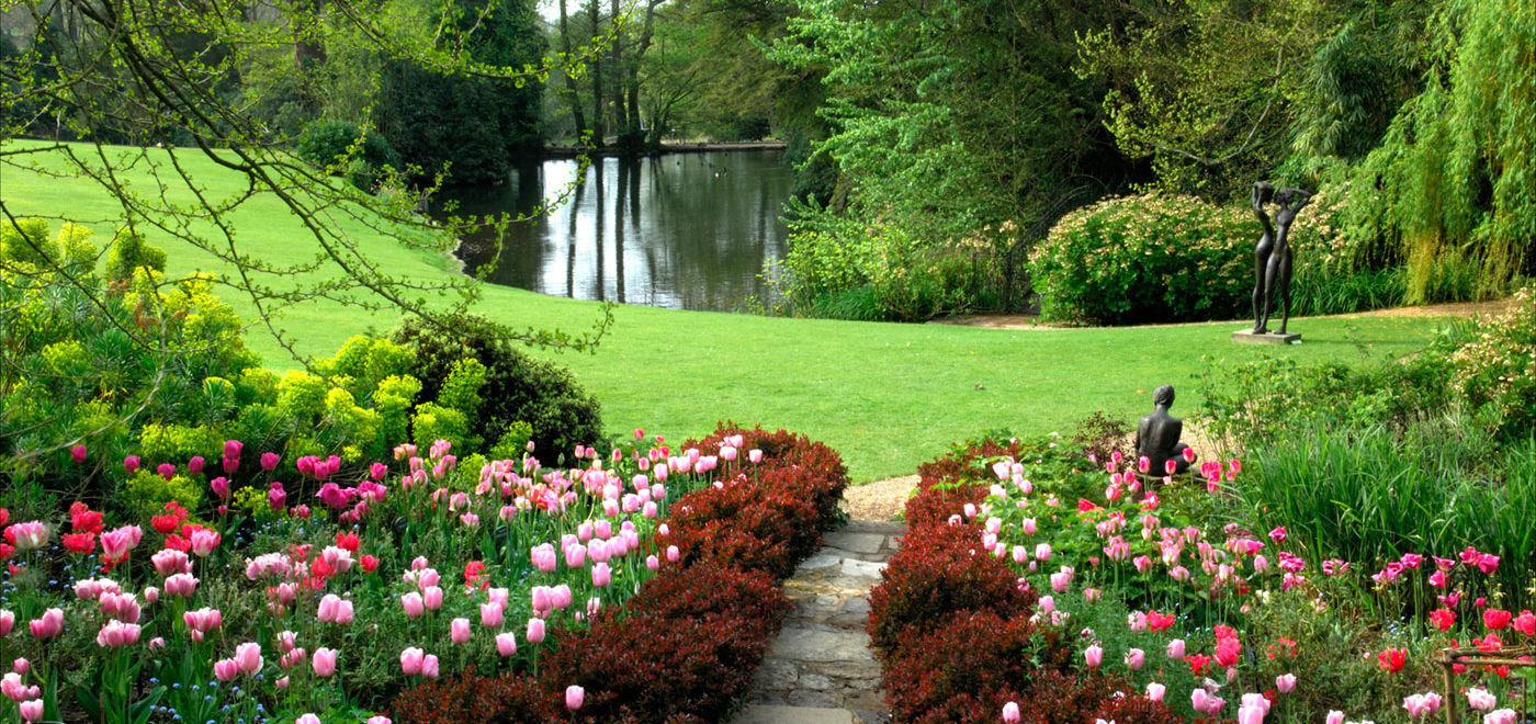 PASHLEY MANOR GARDENS Tulip Beds Lawn And Lake By David Dixon