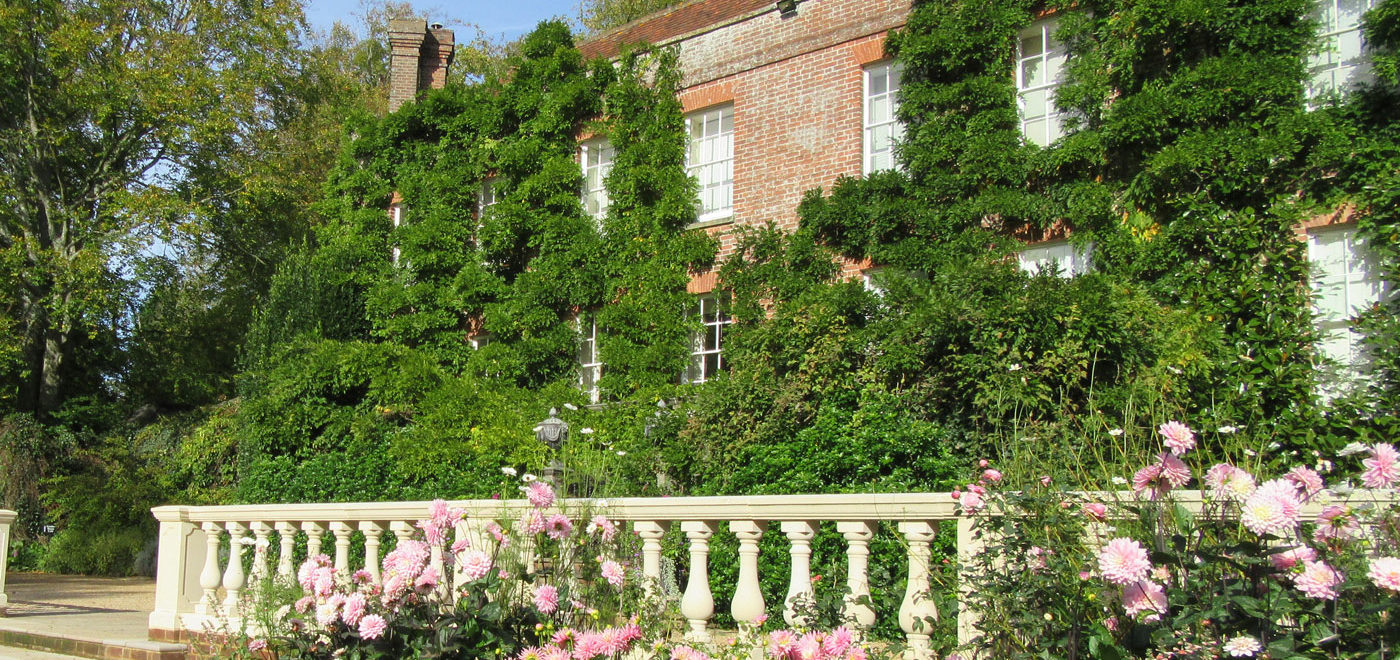 Pashley Manor Gardens Back Of House With Dahlias By Kate Wilson